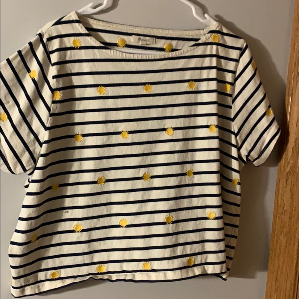 Madewell striped shirt w embroidered yellow suns
